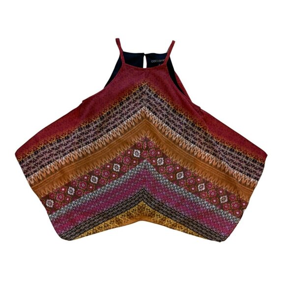 Coco Bianco Boho Print Halter Tunic Top S Multicolor Orange Pink  Festival EUC - Picture 2 of 6